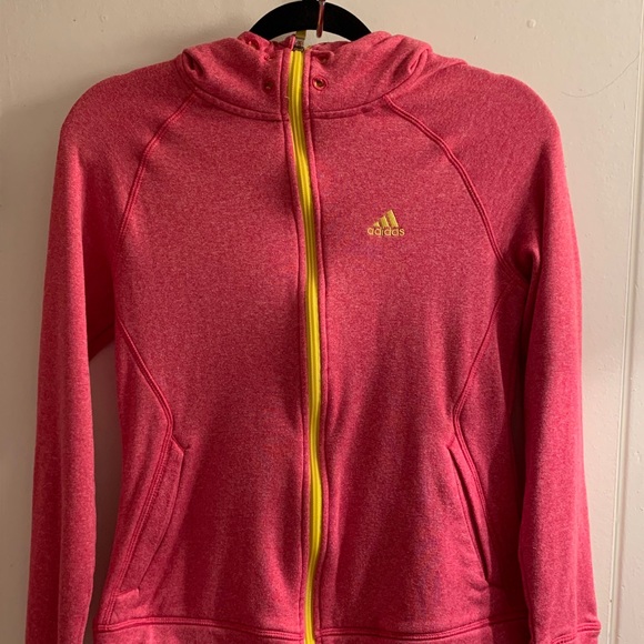 Adidas Climawarm Pink & Yellow Ultimate Hoodie - Picture 1 of 7
